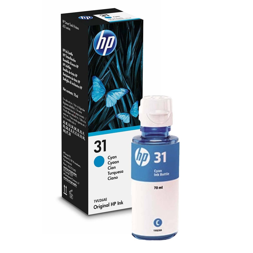 HP 31 Ink Bottle 70ml Cyan 1VU26AE