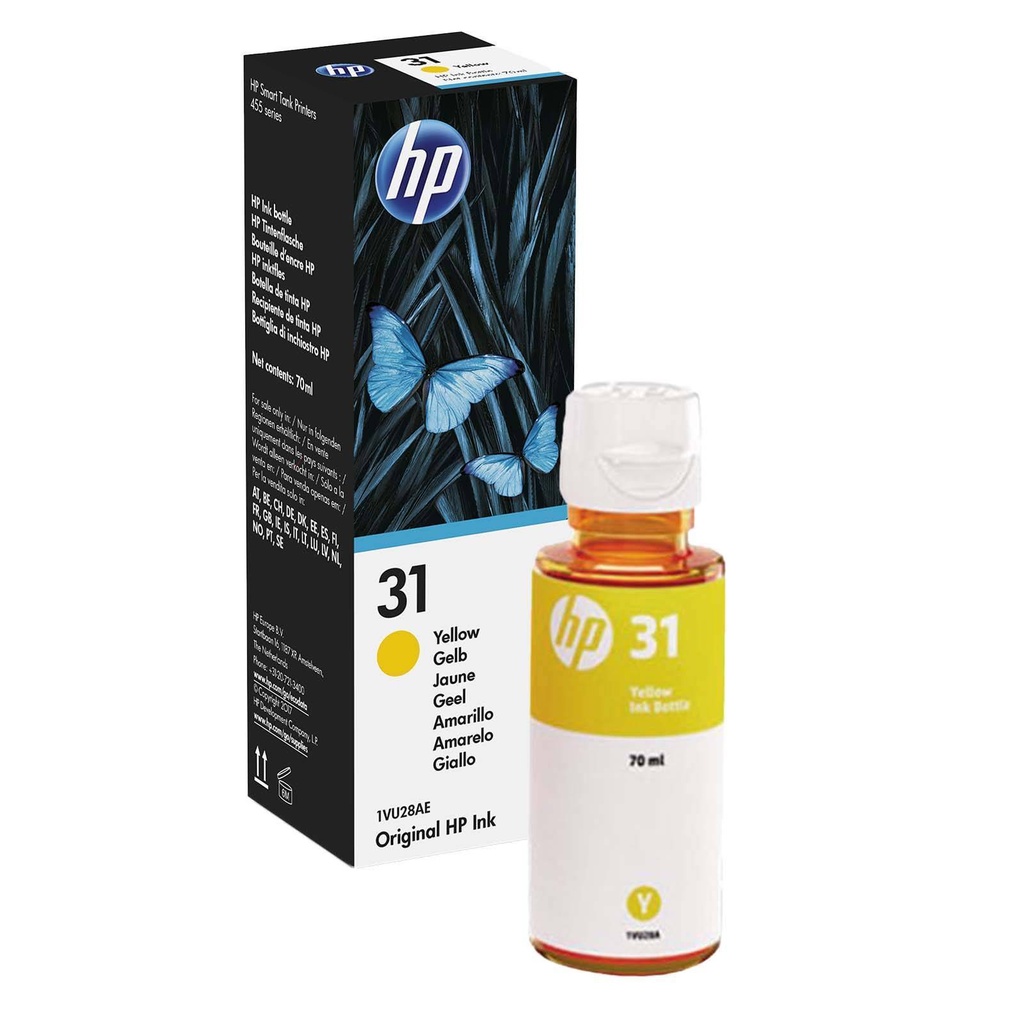 HP 31 Ink Bottle 70ml Yellow 1VU28AE