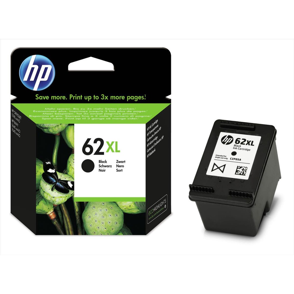 HP 62XL Black High Capacity Ink Cartridge - C2P05AE