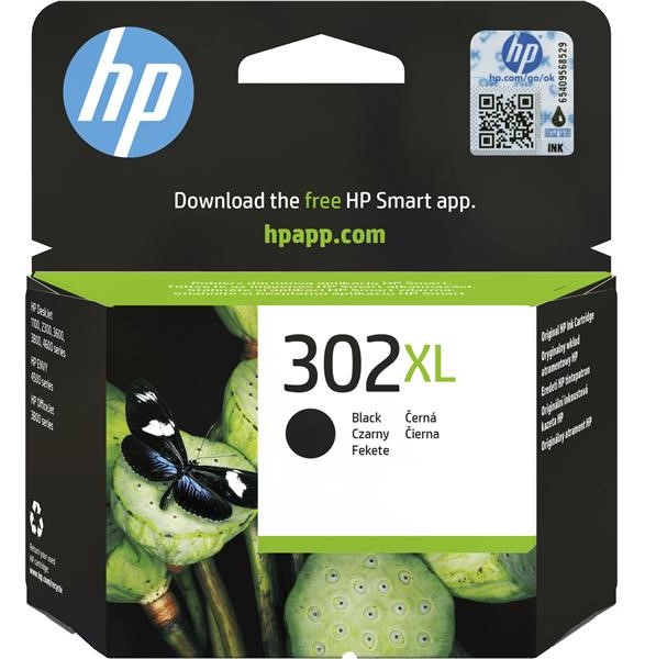 HP 302XL Black Ink Cartridge High Yield Capacity - F6U68AE