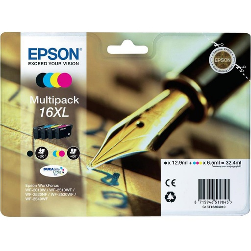 [EPT1636040] Epson 16XL High Capacity Ink Cartridge Multipack - 4 Inks - T1636